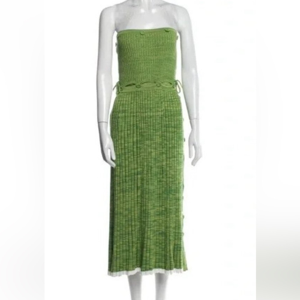 Christopher Esber knit pleated stretchy green dress Small AS IS PLEASE READ
